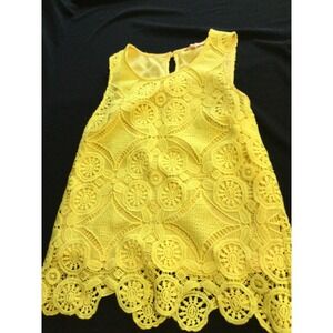 Skies Are Blue Yellow Lace Sleeveless Top‎ - Women's XS